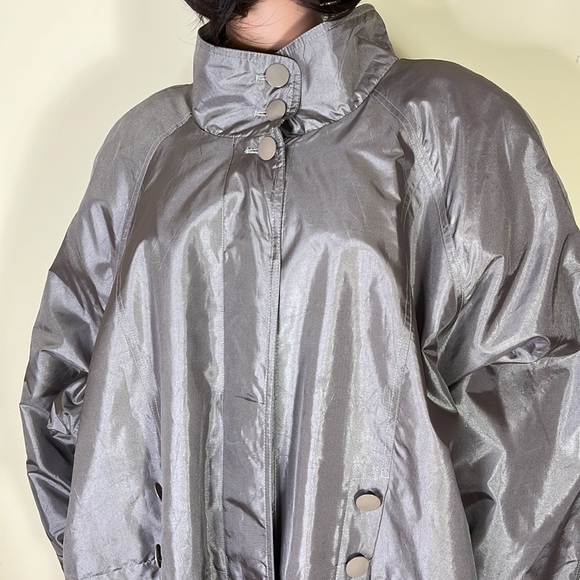 Bryant Park Grey Lined Trench Coat Plus Sz C4 (?) Bust 62" Waist 60" Length 47" - Picture 3 of 13